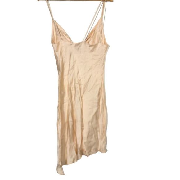 Honor The Gift Silk Slip Dress Sleeveless Cowl Neck Asymmetric Hem Sand NWT M - Picture 4 of 9